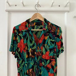 Vintage / Carole Little / Fish Pattern / Button Down Shirt